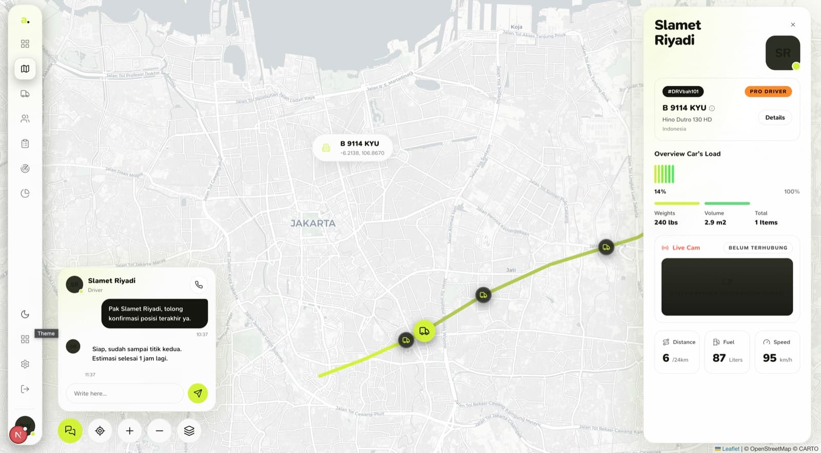 Screenshot of Armavio, the Fleet Management module